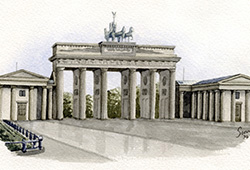 This is from the same collage - watercolour of the Brandenburg Gate.