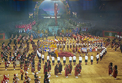 This is the Finale. You can just make out the thistle arch at the back of the stage and the 55 banners being held aloft.