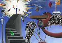 A wacky acrylic painting from 1983.